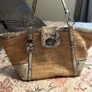 Coach straw ladies handbag